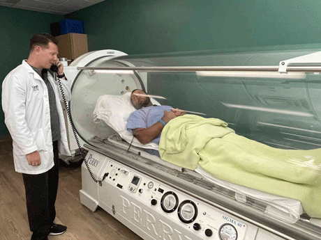 Patient Receiving HBOT Treatment at Baromedical Associates, LLC